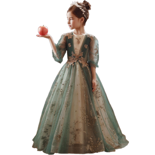 儿童晚礼服公主裙高端婚纱小孩花童钢琴演奏模特走秀演出服秋冬季