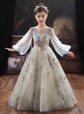 女童公主裙蓬蓬儿童晚礼服洋气小孩生日花童婚纱高端钢琴演出服装