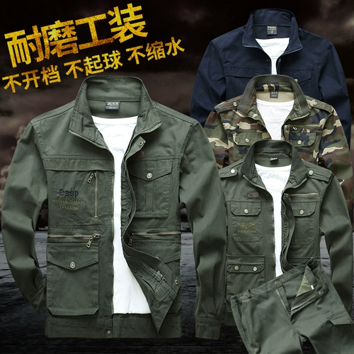 Мужской хлопковый осенний износостойкий камуфляжный комбинезон, защита от ожогов, делается под заказ