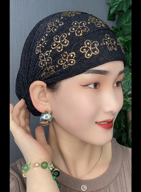 网红弹力松紧梅花时尚发套包头帽