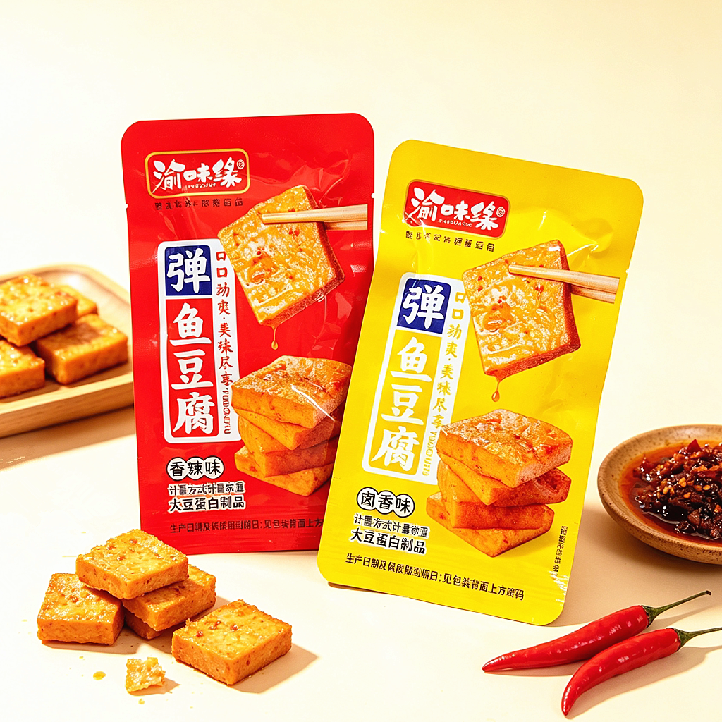 包邮 渝味缘鱼豆腐香辣味和卤香味2款 休闲食品 即食小零食 解馋