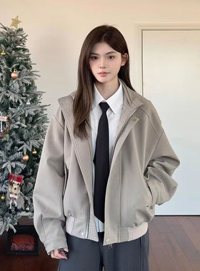 AHCN美式飞行夹克外套男春秋cleanfit小众立领棒球服vibe休闲西装