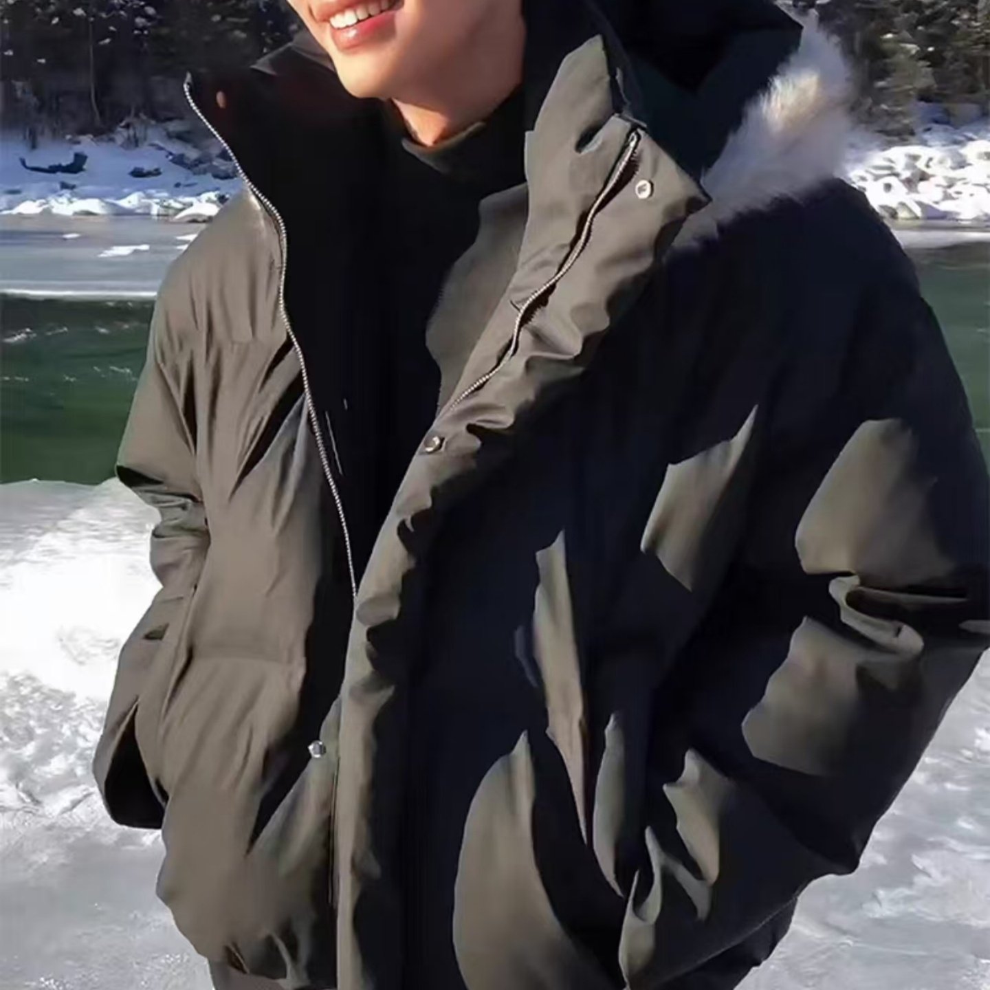 【全场五折】pu皮短款羽绒棉服潮