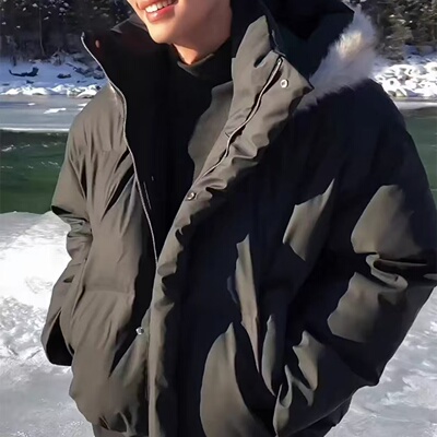 【全场五折】pu皮短款羽绒棉服潮