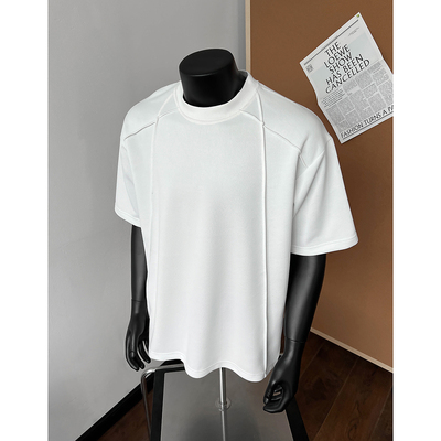 cleanfit解构拼接boxyT恤男款美式重磅小领正肩短袖潮牌设计半袖