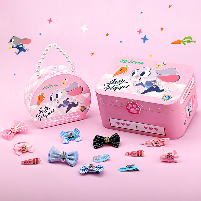 迪士尼疯狂动物城儿童发饰礼盒女孩生日礼物公主头饰发夹首饰盒
