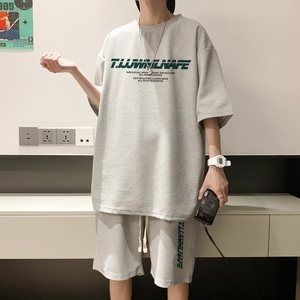 ZT11*P48 美式华夫格套装男夏季潮牌短袖ins港风情侣装运动两件套图片