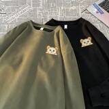 JQ06*P38港风vintag卫衣男女秋季宽松麂皮绒圆领上衣潮牌ins外套，男装卫衣，星座414A-2（原B215-2）