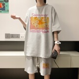 ZT46*P48夏季华夫格套装男女潮牌ins短袖T恤休闲短裤运动一套搭配，男装休闲套装，星座414A-2（原B215-2）