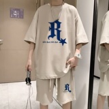 ZT13*P48夏季短袖t恤男士休闲套装ins潮流帅气一套搭配短裤两件套，男装T恤，星座414A-2（原B215-2）