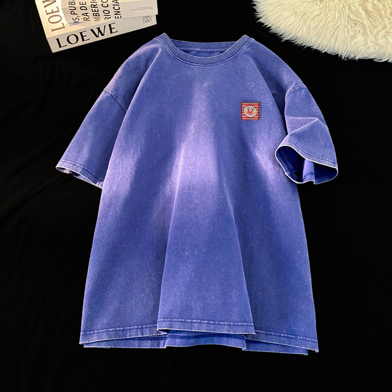 TQ55*P30短袖t恤男夏季复古刺绣做旧潮牌半袖痞帅宽松百搭上衣服,男装T恤,星座414A-2（原B215-2）