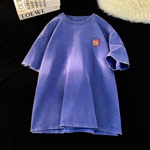 TQ55*P30 短袖t恤男夏季复古刺绣做旧潮牌半袖痞帅宽松百搭上衣服图片