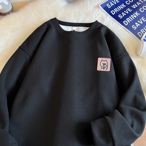 W1018*P28美式vintag卫衣男女秋季宽松华夫格百搭上衣潮牌ins外套图片