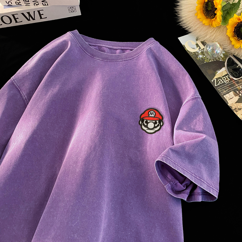 TQ45*P35美式短袖t恤男夏季复古水洗做旧潮牌半袖痞帅青少年上衣，商品下架区商品下架区，星座414A-2（原B215-2）