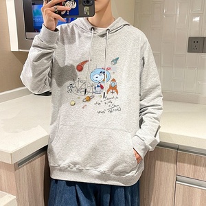 7005*P45港风ins秋季连帽卫衣男纯棉宽松上衣服潮牌白色休闲外套