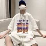 ZT34*P48潮短袖短裤套装男夏季潮流两件套t恤一套搭配帅气衣服，男装休闲套装，星座414A-2（原B215-2）