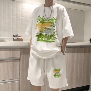ZT33*P48 潮短袖短裤套装男夏季港风两件套t恤一套搭配帅气衣服图片