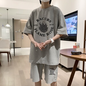ZT25*P48 短袖短裤套装男夏季潮牌宽松t恤五分裤帅气一套搭配衣服图片