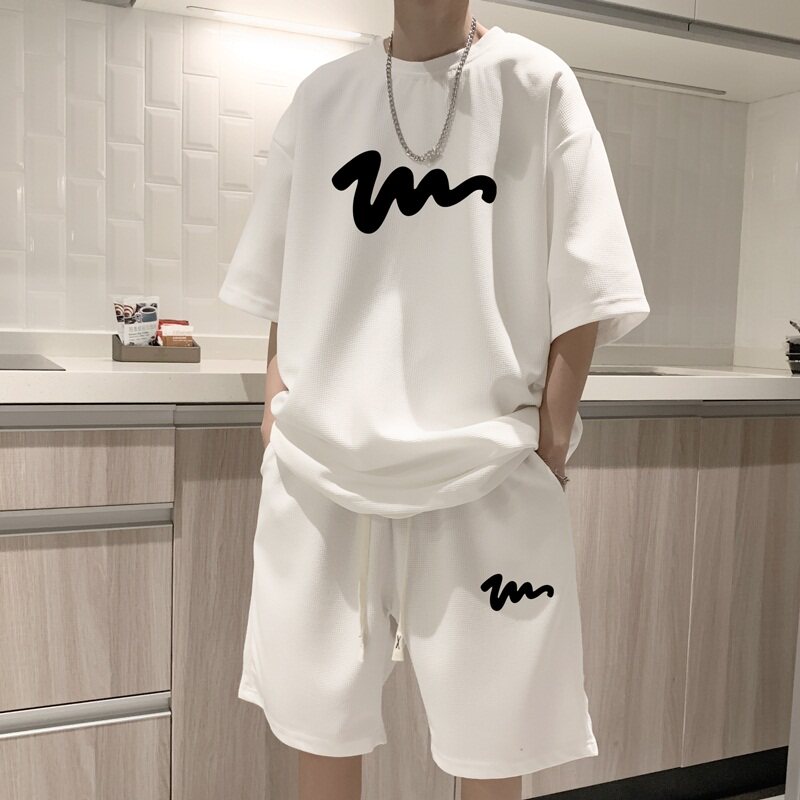 ZT27*P48短袖短裤套装男夏季潮牌情侣两件套t恤一套搭配帅气衣服,男装休闲套装,星座414A-2（原B215-2）