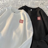 JQ04*P38美式vintag卫衣男春秋季宽松麂皮绒圆领上衣潮牌ins外套，男装卫衣，星座414A-2（原B215-2）