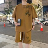 ZT65*P48风华夫格短袖t恤男夏季休闲套装男潮牌五分短裤两件套，男装休闲套装，星座414A-2（原B215-2）