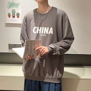 6008*P35 春秋款卫衣男潮ins港风宽松无帽上衣潮牌纯棉百搭外套图片
