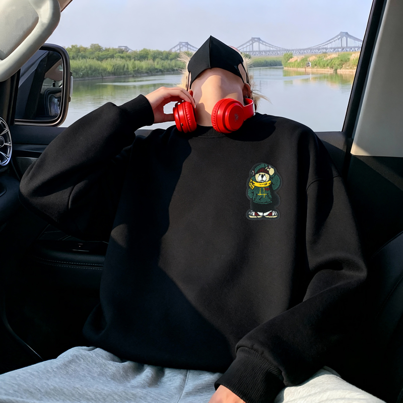 6616*P28美式重磅华棉卫衣男春季新款圆领毛巾绣上衣宽松休闲外套，女装短外套，星座414A-2（原B215-2）