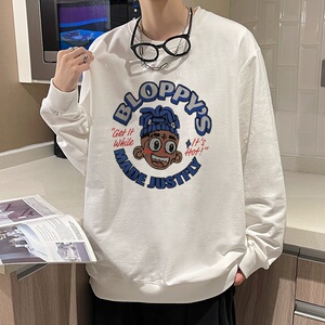 6111*P35美式嘻哈高街圆领卫衣男春秋季宽松百搭长袖上衣休闲外套图片
