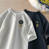 TC18*P22美式ins华夫格刺绣情侣五分袖T恤男夏季宽松短袖上衣控38，男装T恤，星座414A-2（原B215-2）