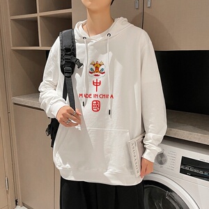 7003*P45 潮ins连帽卫衣男秋冬季打底内搭长袖上衣宽松男生外套图片