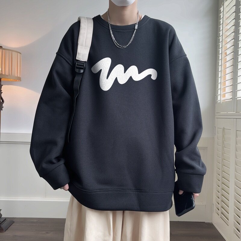W616*P28加绒38 美式vintag华夫格卫衣男宽松外套潮牌ins秋季上衣图片