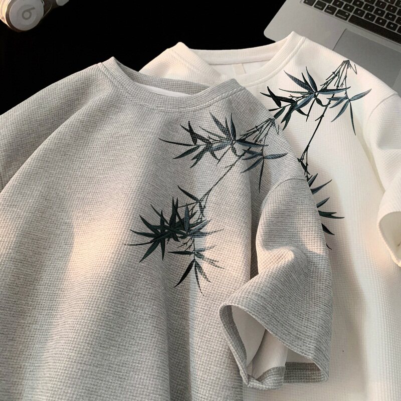 TC58*P25 华夫格男女t恤夏季短袖宽松大码体恤风潮流半袖上衣服图片