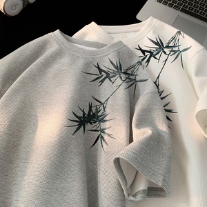 TC58*P25 华夫格男女t恤夏季短袖宽松大码体恤风潮流半袖上衣服图片