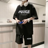 ZT29*P48短袖短裤套装男夏季港风潮牌两件套t恤一套搭配帅气衣服，男装休闲套装，星座414A-2（原B215-2）