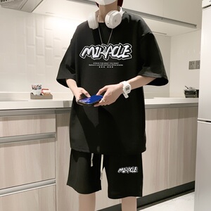 ZT29*P48 短袖短裤套装男夏季港风潮牌两件套t恤一套搭配帅气衣服图片