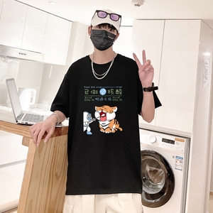 T144*P20潮ins卡通印花短袖T恤男夏季潮流打底上衣宽松圆领半袖图片