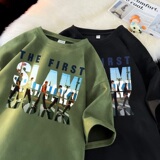 TF36*P26灌篮高手麂皮绒T恤短袖男女夏季港风潮牌ins宽松圆领体恤，男装T恤，星座414A-2（原B215-2）