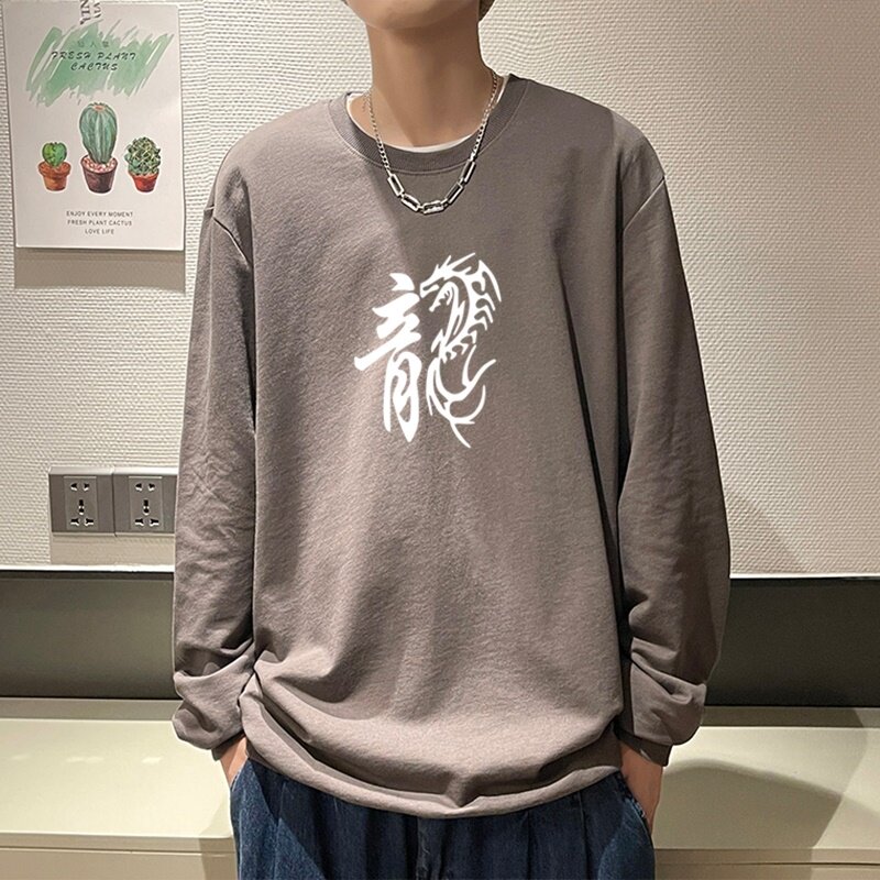 6103*P35潮牌印花圆领卫衣男春秋薄款上衣港风ins宽松学生外套,男装卫衣,星座414A-2（原B215-2）