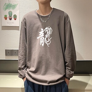 6103*P35 潮牌印花圆领卫衣男春秋薄款上衣港风ins宽松学生外套图片