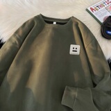 JQ08*P38美式vintag卫衣男女秋季宽松麂皮绒笑脸上衣潮牌ins外套，男装卫衣，星座414A-2（原B215-2）