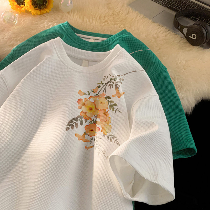 TC66*P25华夫格痞帅t恤男女夏季新款短袖宽松重磅潮牌风上衣，男装T恤，星座414A-2（原B215-2）