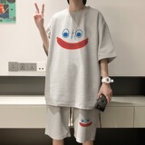 ZT35*P48华夫格短袖短裤套装男女夏季两件套潮牌一套搭配帅气衣服，男装休闲套装，星座414A-2（原B215-2）