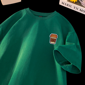 612*P25重磅t恤短袖男生夏季新款宽松潮牌美式小众痞帅半袖上衣服