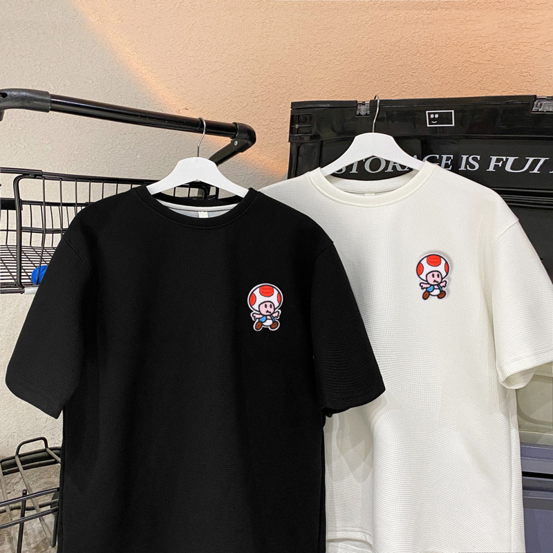 TC41*P25华夫格t恤男夏季新款短袖宽松潮流体恤高街痞帅半袖上衣,男装T恤,星座414A-2（原B215-2）