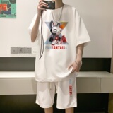 ZT24*P48短袖短裤套装男夏季潮牌宽松两件套t恤一套搭配帅气男装，男装休闲套装，星座414A-2（原B215-2）