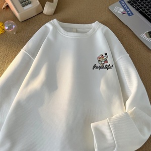 W1016*P28美式vintag卫衣男女秋季宽松百搭华夫格上衣潮牌ins外套图片