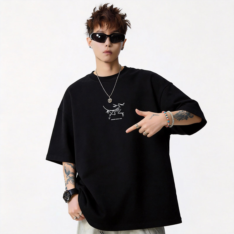 TU03*P20重磅情侣短袖t恤男女夏季潮流痞帅体恤宽松百搭半袖上衣，男装T恤，星座414A-2（原B215-2）