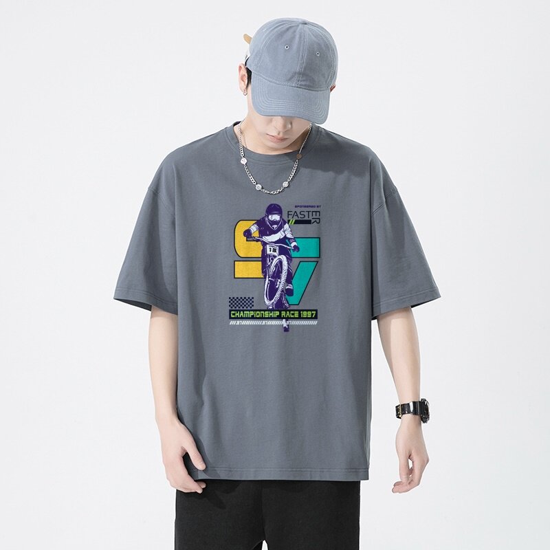 T148*P20短袖T恤男夏季新款宽松百搭上衣服日系半袖体恤潮牌衣服,男装T恤,星座414A-2（原B215-2）