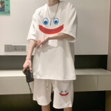 ZT35*P48华夫格短袖短裤套装男女夏季两件套t恤一套搭配帅气衣服，男装休闲套装，星座414A-2（原B215-2）