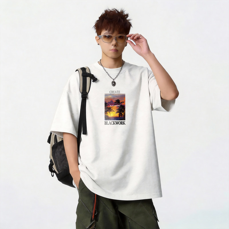 TU04*P20重磅情侣短袖t恤男女夏季潮流痞帅体恤宽松百搭半袖上衣，男装T恤，星座414A-2（原B215-2）